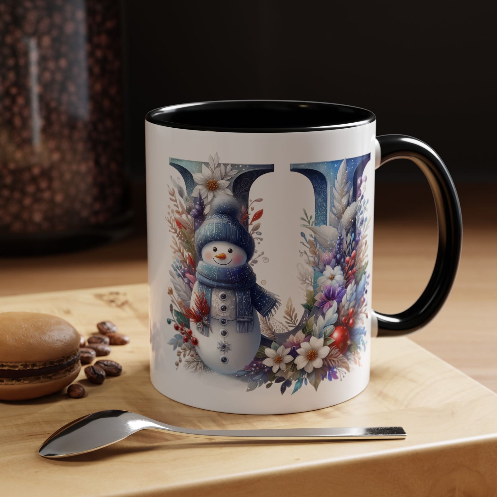 🦌 🎄 Karácsonyi Bögre – U betű | Téli Kollekció