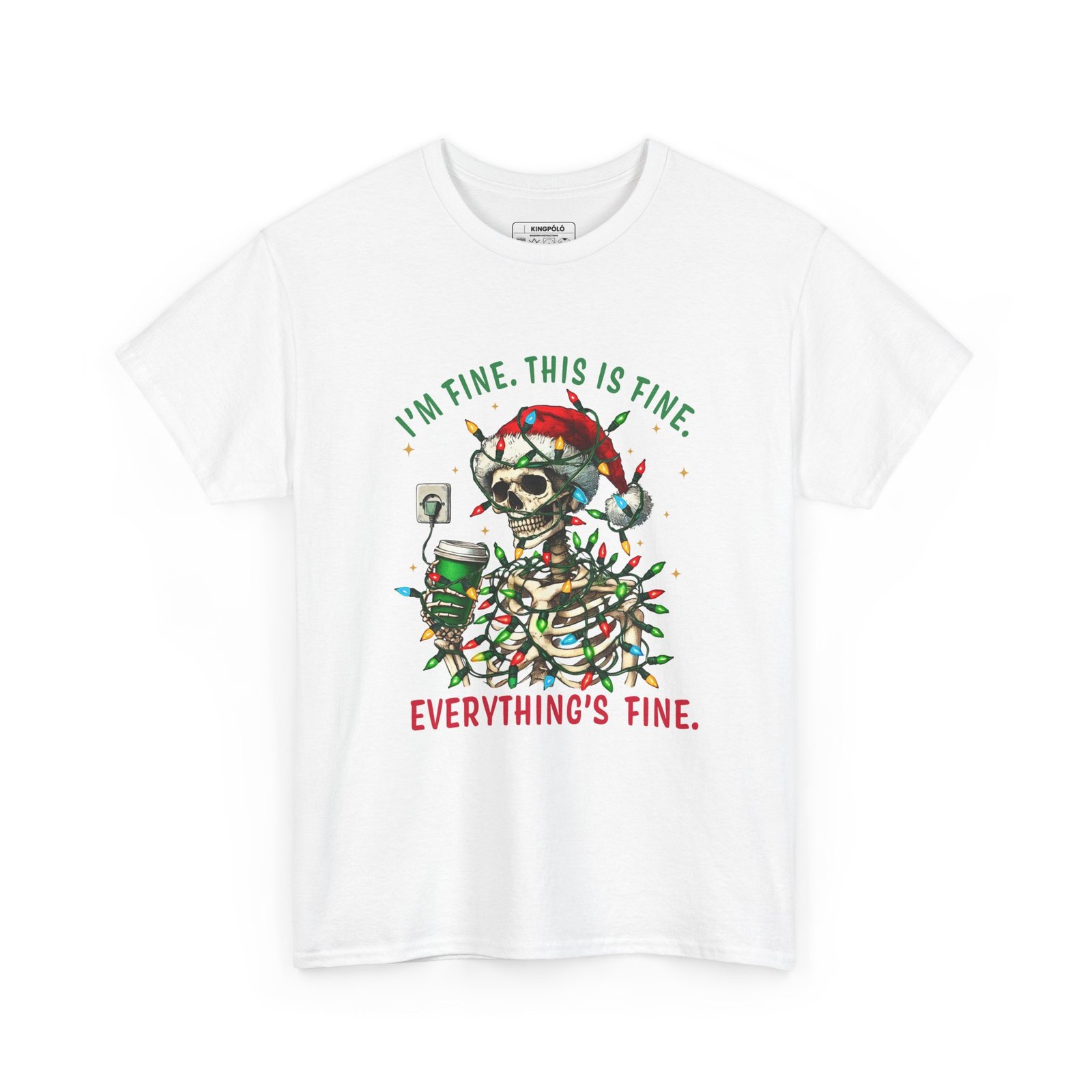 I’m Fine – Christmas Skeleton Tee | Karácsonyi Káosz Póló - Image 3