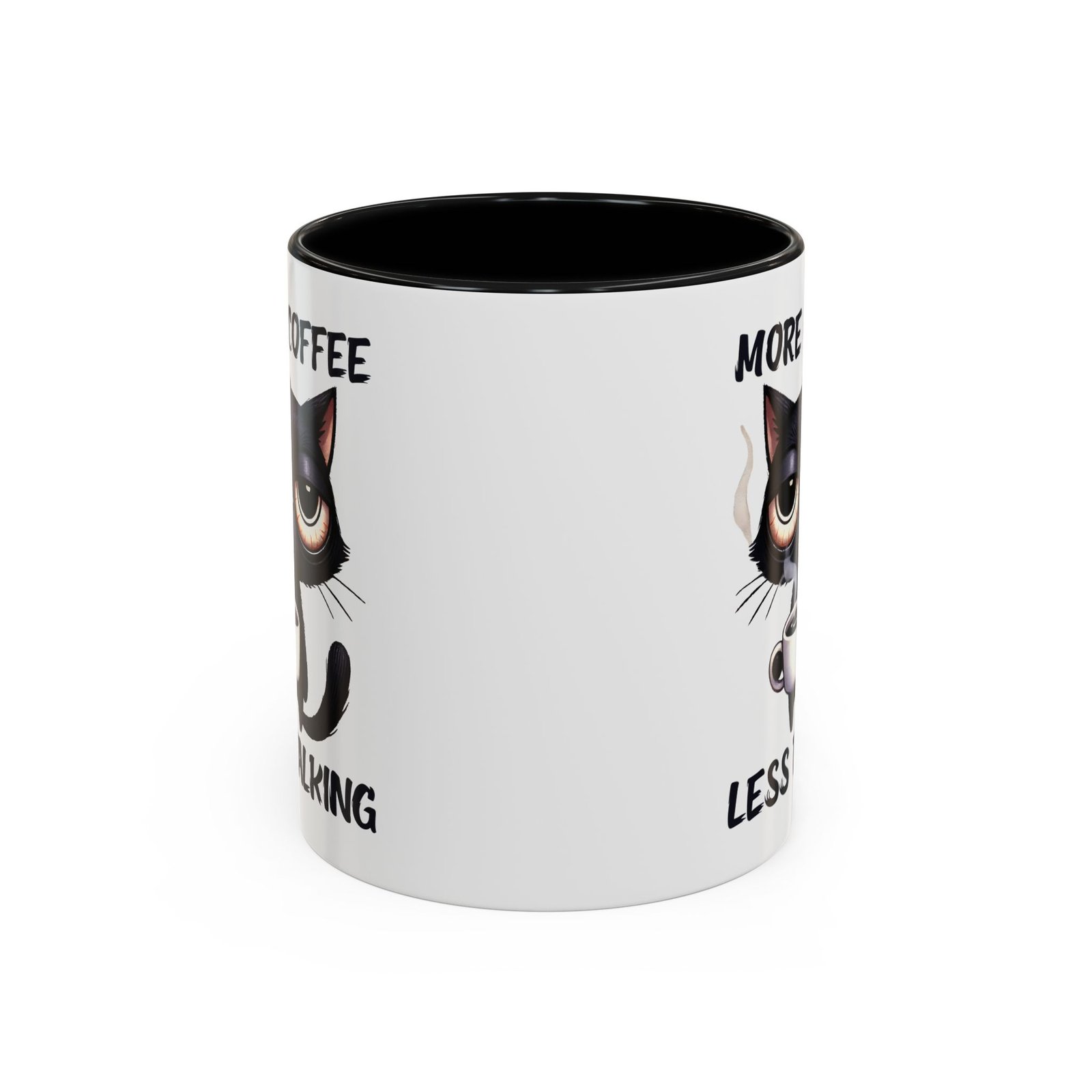Coffee Mug – “More Coffee Less Talking” Macskás Bögre | Funny Cat Mug - Image 2