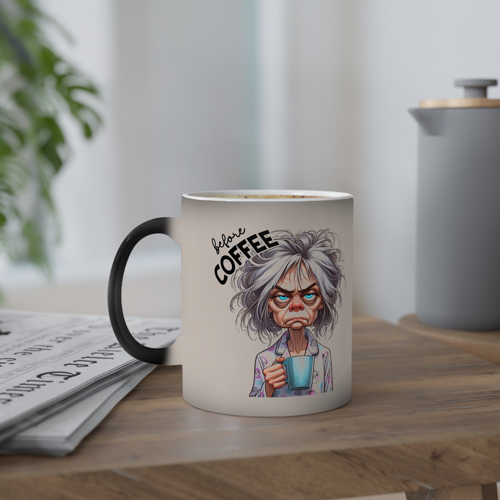 Color-Changing Mug — “Fully Caffeinated” Coffee Cup for Morning Boost
