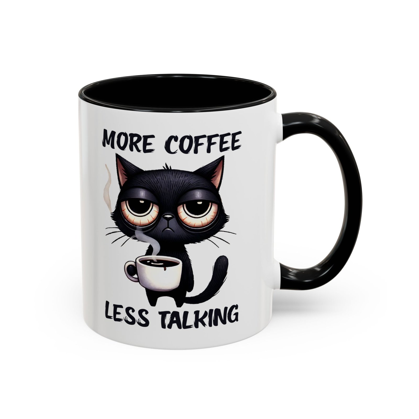Coffee Mug – “More Coffee Less Talking” Macskás Bögre | Funny Cat Mug - Image 3