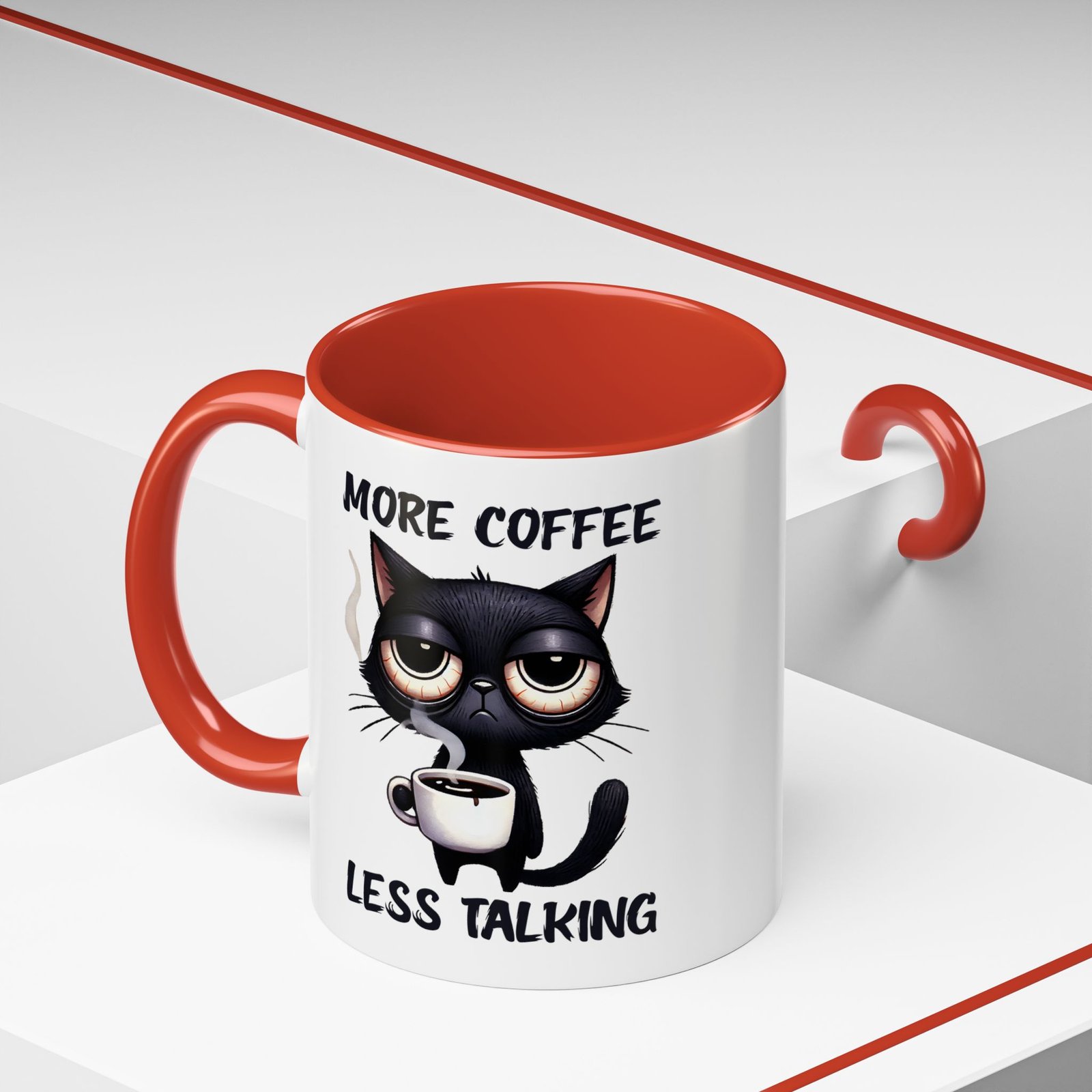 Coffee Mug – “More Coffee Less Talking” Macskás Bögre | Funny Cat Mug - Image 11