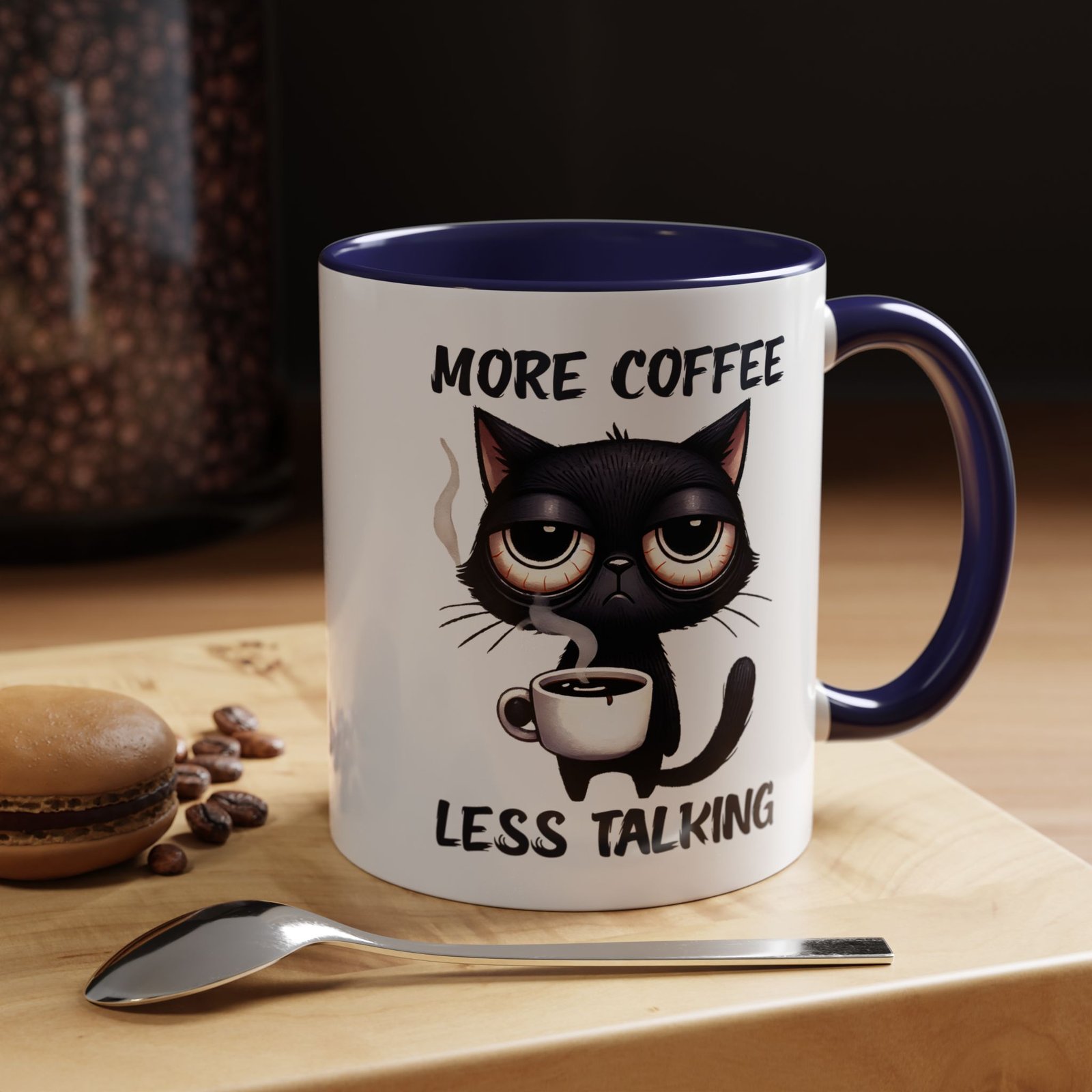 Coffee Mug – “More Coffee Less Talking” Macskás Bögre | Funny Cat Mug - Image 7